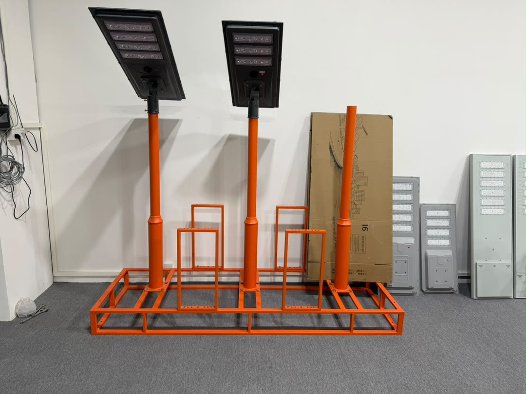 Pair of assembled decorative solar street lights with equipment